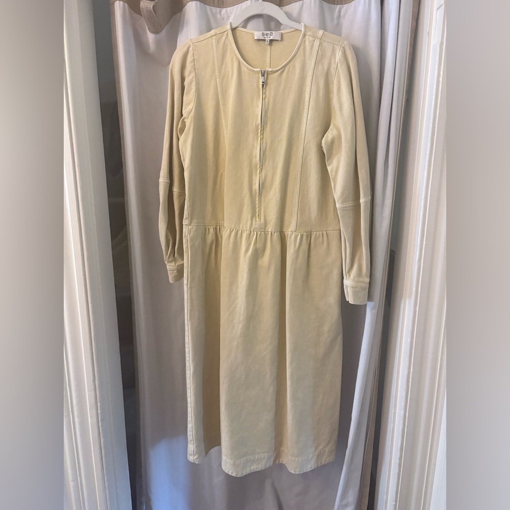 Sea yellow zip denim dress in yellow